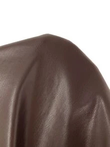 Silquee This Loose-Fitting Brown PU Leather Jacket For Women Features A Front Zipper Design And Is Suitable For Both Casual Outings And The Workplace. - Brown - View 10