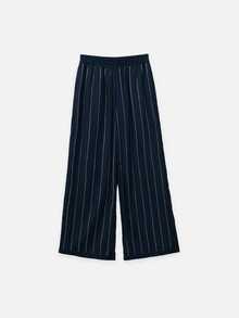 Nöista Blue And White Stripe Wide Leg Pants With Elastic Waist Rhinstones In Vertical Summer Formal Event Party Business Office Halloween Christmas Casual - Navy Blue - View 6