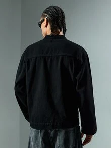 ROMWE MEN Street Life Men's Casual Versatile Daily Travel Long Sleeve Jacket With Airplane Buckle - Black - View 10