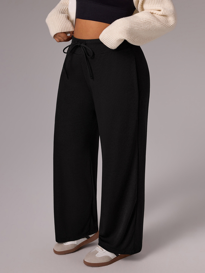 Rhythm Era Plus Size Loose Straight Leg Sweatpants With Drawstring Waist, Casual Pants