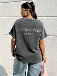 Muchica Plus Size Women Casual T-Shirt,Dark Green,Summer,Oversized,,Elegant Chic Y2k Shining Tops For Daily Commute,Date,Party,Vacation,Wedding - Black - View 4