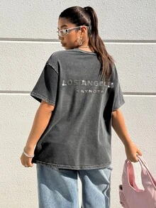 Muchica Plus Size Women Casual T-Shirt,Dark Green,Summer,Oversized,,Elegant Chic Y2k Shining Tops For Daily Commute,Date,Party,Vacation,Wedding - Black - View 5