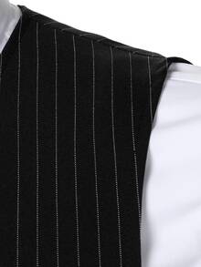 Manfinity Homme British Business Style Men's Plus Size Vest And Trousers Suit Set - Black - View 5
