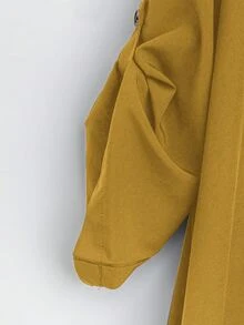 SHEIN Tall CURVE 大码女式法式休闲夏季V领短袖连衣裙 - 鵝黃色 - 查看 7