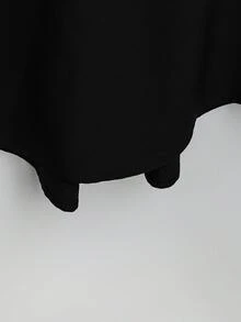 SHEIN Tall CURVE 大码女式法式休闲V领短袖夏季连衣裙 - 黑色 - 查看 7