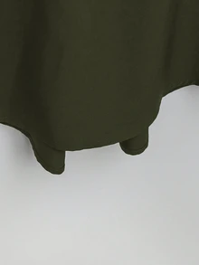 SHEIN Tall CURVE 大码女式法式休闲V领短袖夏季连衣裙 - 軍綠色 - 查看 5
