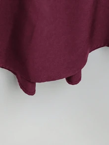 SHEIN Tall CURVE Plus Size Women's French Style Boho Casual V-Collared Dress Burgundy Summer Smart Casual Hiking Date Night Formal Winery Short Sleeve - Red Violet - View 9