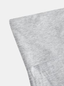 SHEIN Tween Girl Knitted Casual Solid Gray Crew Neck Pullover + Gray Shorts Set, Summer Outfit, Basic Style, Casual Style, Sporty Style - Grey - View 4