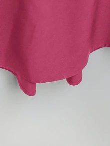 SHEIN Tall CURVE 大尺碼女款夏季法式休閒商務風薄荷綠V領洋裝，秋季短袖襯衫，適合教師節、早午餐、度假、健身房 - 玫紅色 - 查看 7