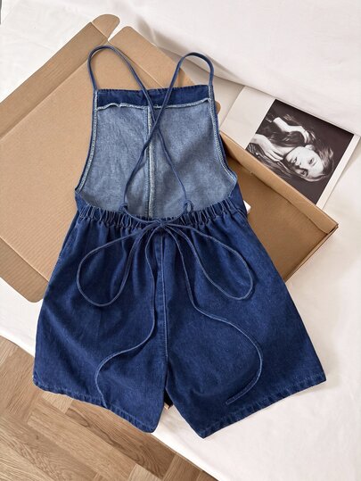 Comfortcana Plus Size Women Casual Denim Romper