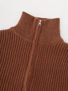 LUMIGAL Women's Solid Color Pleated Casual Party Knit Dress - Coffee Brown - View 4