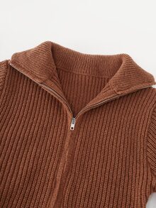 LUMIGAL Women's Solid Color Pleated Casual Party Knit Dress - Coffee Brown - View 3