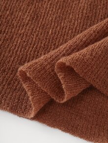 LUMIGAL Women's Solid Color Pleated Casual Party Knit Dress - Coffee Brown - View 5