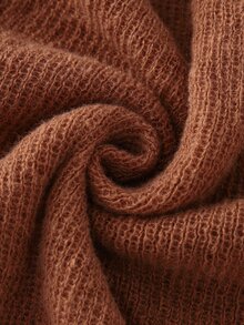 LUMIGAL Women's Solid Color Pleated Casual Party Knit Dress - Coffee Brown - View 6