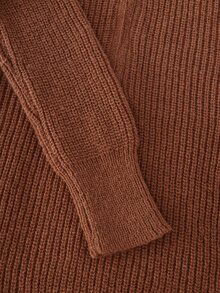 LUMIGAL Women's Solid Color Pleated Casual Party Knit Dress - Coffee Brown - View 7
