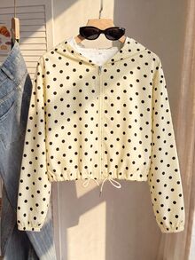 Comfortcana Plus Size All-Season Lightweight 1920 Vintage Casual Cream Hooded Windbreaker Jacket Autumn Teacher Office - Yellow - View 5