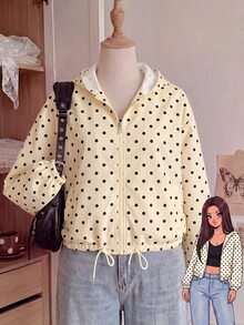 Comfortcana Plus Size All-Season Lightweight 1920 Vintage Casual Cream Hooded Windbreaker Jacket Autumn Teacher Office - Yellow - View 9