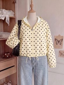 Comfortcana Plus Size All-Season Lightweight 1920 Vintage Casual Cream Hooded Windbreaker Jacket Autumn Teacher Office - Yellow - View 10