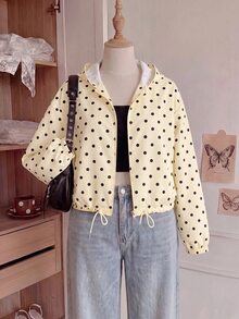 Comfortcana Plus Size All-Season Lightweight 1920 Vintage Casual Cream Hooded Windbreaker Jacket Autumn Teacher Office - Yellow - View 11