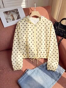 Comfortcana Plus Size All-Season Lightweight 1920 Vintage Casual Cream Hooded Windbreaker Jacket Autumn Teacher Office - Yellow - View 6