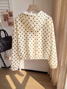 Comfortcana Plus Size All-Season Lightweight 1920 Vintage Casual Cream Hooded Windbreaker Jacket Autumn Teacher Office - Yellow - View 2