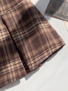 Comfortcana Rok Musim Panas dengan Detail Lipatan dan Ikat Pinggang Lebar - Coffee Brown - View 4