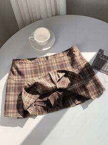 Comfortcana Rok Musim Panas dengan Detail Lipatan dan Ikat Pinggang Lebar - Coffee Brown - View 6