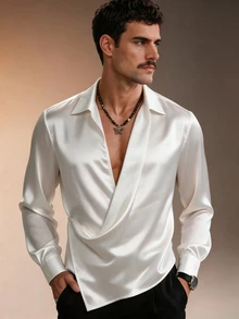 ZURIURI Men's Long Sleeve Elegant Casual Shirt - White - View 5