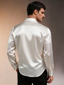 ZURIURI Men's Long Sleeve Elegant Casual Shirt - White - View 2