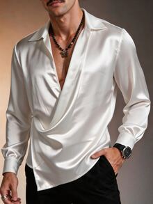 ZURIURI Men's Long Sleeve Elegant Casual Shirt - White - View 4