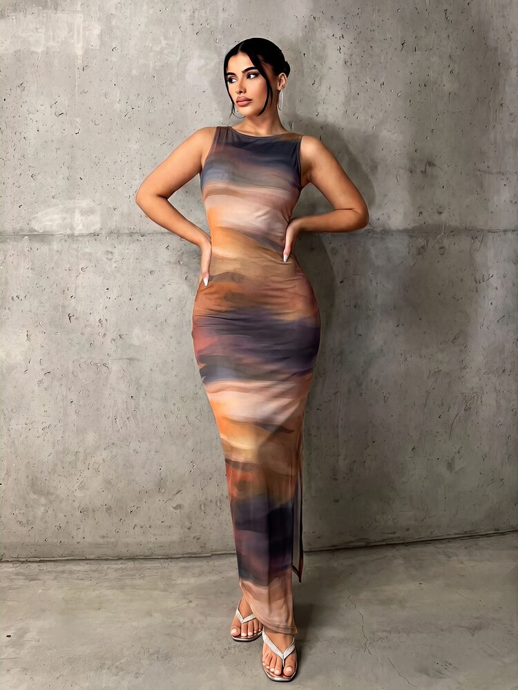 shein tie dye bodycon dress ICON Print Long Dress,Dresses For Women Summer creamfields Gorgeous Birthday Dresses for Height:5.4 ft