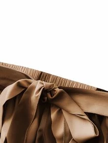 Franclia Plus Size Front Tie All-Over Allover Print Skirt, Casual Everyday Wear - Apricot - View 4