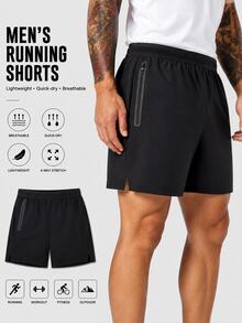 Acti Log Men's Zipper Pocket Casual Fitness Sports Shorts, Gym - Black - View 1