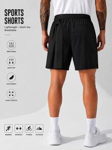 Acti Log Men's Zipper Pocket Casual Fitness Sports Shorts, Gym - Black - View 2