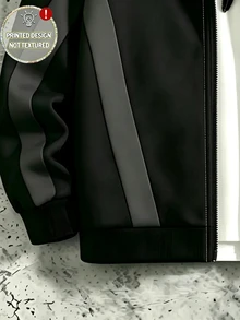 連帽長袖拉鍊外套，高品質時尚數位印花，適合男孩秋季穿著，舒適簡約休閒街頭日常風格 - 彩色 - 查看 8
