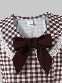 SHEIN Young Girl Woven Plaid Ruffle Hem Casual Sleeveless Dress Back-To-School - Multicolor - View 8