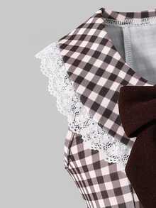 SHEIN Young Girl Woven Plaid Ruffle Hem Casual Sleeveless Dress Back-To-School - Multicolor - View 9