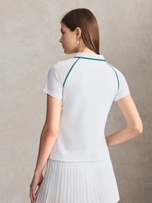 Activina 女款白色修身 Polo 短袖上衣，四季皆宜，Ralphlauren 老錢風，適合日常休閒穿著、跑步，青春休閒風 - 白色 - 查看 2