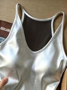 Resyla Women's Silver Fashion Fitted Tank Top - Silver - View 5