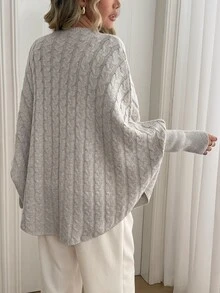 Breezaya Atasan Sweater Rajut Lengan Panjang Wanita Model Terbaru Musim Gugur, Kerah Semi-Tinggi, Potongan Longgar, Pas Badan, Motif Tali Klasik, Modis, Elegan, Serbaguna - Aprikot - View 2
