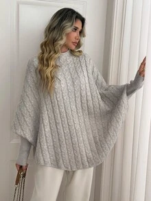 Breezaya Atasan Sweater Rajut Lengan Panjang Wanita Model Terbaru Musim Gugur, Kerah Semi-Tinggi, Potongan Longgar, Pas Badan, Motif Tali Klasik, Modis, Elegan, Serbaguna - Aprikot - View 5