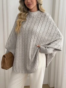 Breezaya Atasan Sweater Rajut Lengan Panjang Wanita Model Terbaru Musim Gugur, Kerah Semi-Tinggi, Potongan Longgar, Pas Badan, Motif Tali Klasik, Modis, Elegan, Serbaguna - Aprikot - View 3