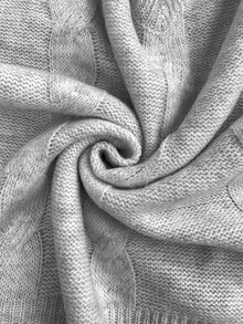 Breezaya Women's Autumn New Arrival V-Neck Classic Rope Pattern Fitted Regular Fit Asymmetrical Hem Unique Fashion Design Elegant Slimming Elegant French Style Knit Pullover Long Sleeve Sweater - Grey - View 8