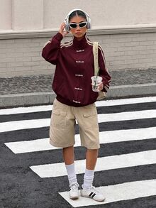 Muchica Burgundy Woven Women's Jacket With Frog Button Design And Side Stripes - Burgundy - View 3