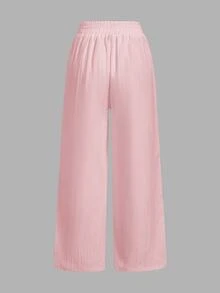 SHEIN Essnce 3pcs/Set Women's Casual Waist Tie Pockets Straight Leg Pants, Suitable For Summer - Multicolor - View 7
