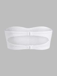 SHEIN Tween Girls Black Ribbed Kids Fashion Minimalist Comfortable Bandeau Tube Top, - White - View 4