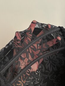 Attitoon 女款蕾絲露肩時尚上衣，黑色夏季哥德風夜店休閒風，優雅Y2K街頭穿搭，適合聚會、通勤、度假 - 黑色 - 查看 7