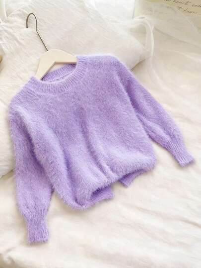 Genkimix Kids Maglione da ragazza, colore blu per l'autunno/inverno, semplice principessa bebè e alla moda. Per Natale, Capodanno, Festa di Primavera, Asilo Nido