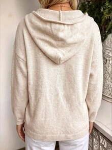 Louniche Sweater Berkerudung dengan Tali Serut dan Bahu Longgar - Aprikot - View 2