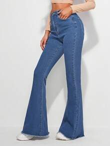EMERY ROSE Plus Size Women High Waist Pockets Casual Skinny Flare Jeans - Medium Wash - View 4
